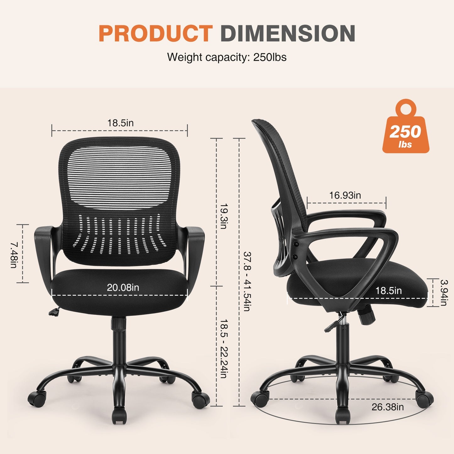Office Chair For Standing Desk With Adjustable Foot Ring,Counter Height Office Chairs