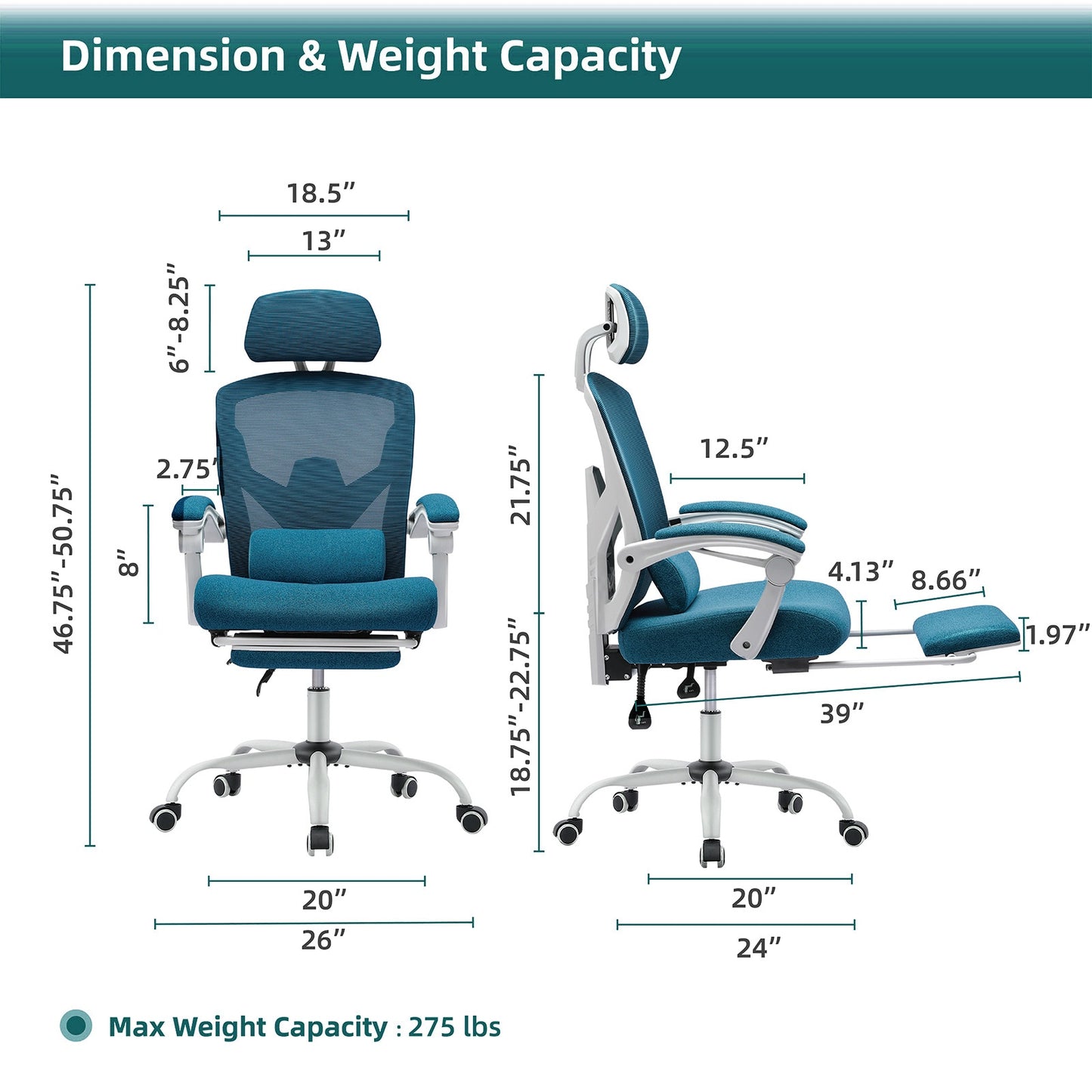 Office Chair Retractable Footrest Ergonomic Swivel Office Chair With Lumbar Support Pillow And Padded Armrests