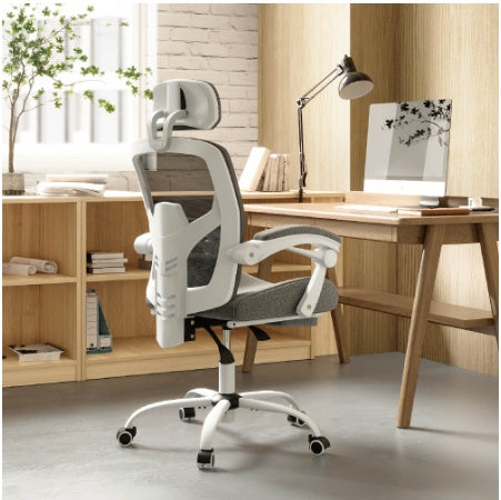 Office Chair Retractable Footrest Ergonomic Swivel Office Chair With Lumbar Support Pillow And Padded Armrests