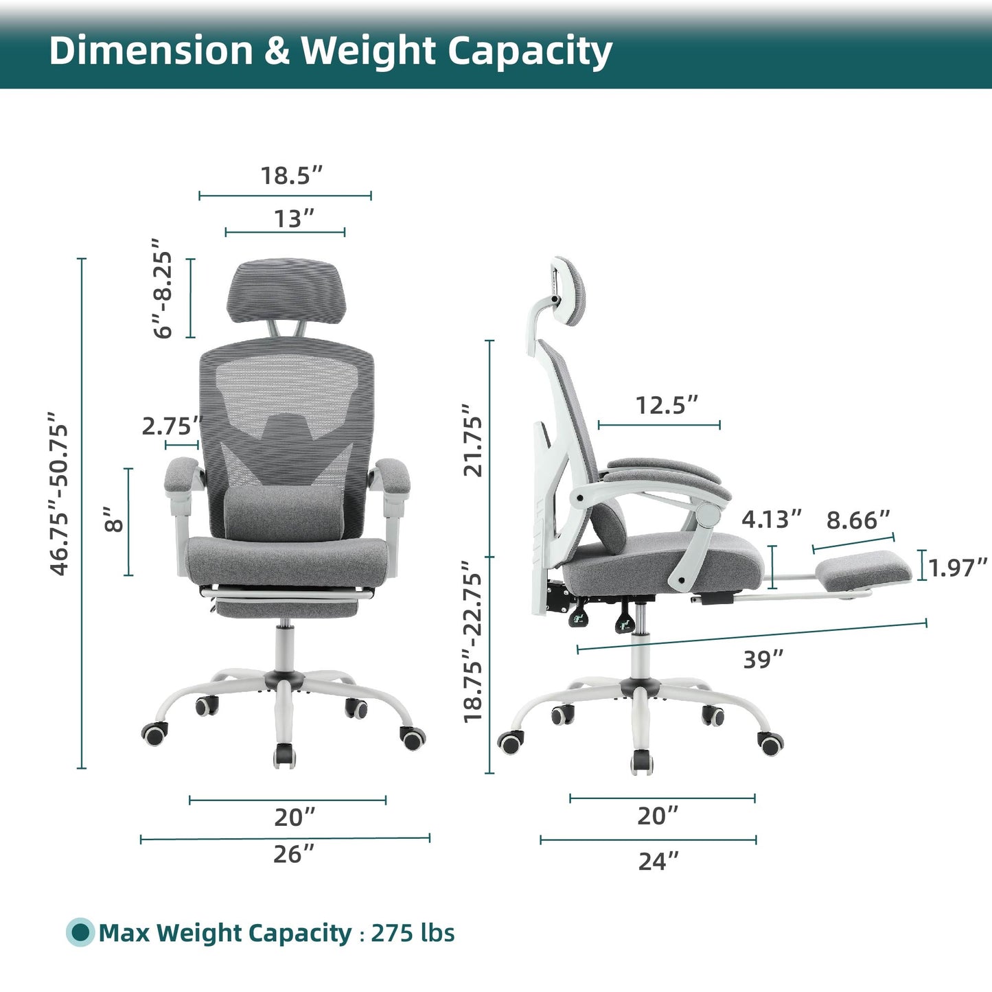 Office Chair Retractable Footrest Ergonomic Swivel Office Chair With Lumbar Support Pillow And Padded Armrests