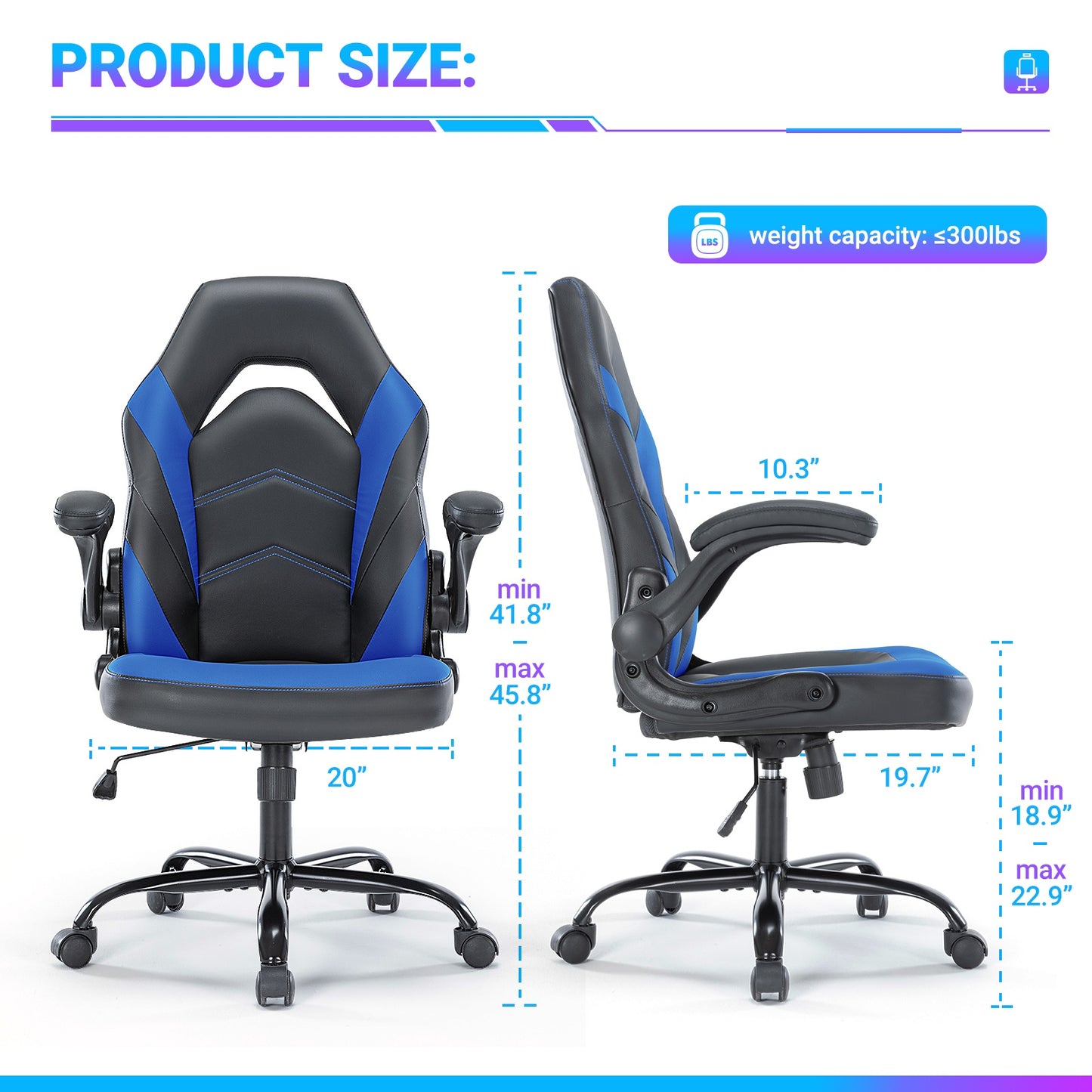 Office Chair PU Leather Ergonomic Office Chair Swivel Computer Gaming Chair With Lumbar Support