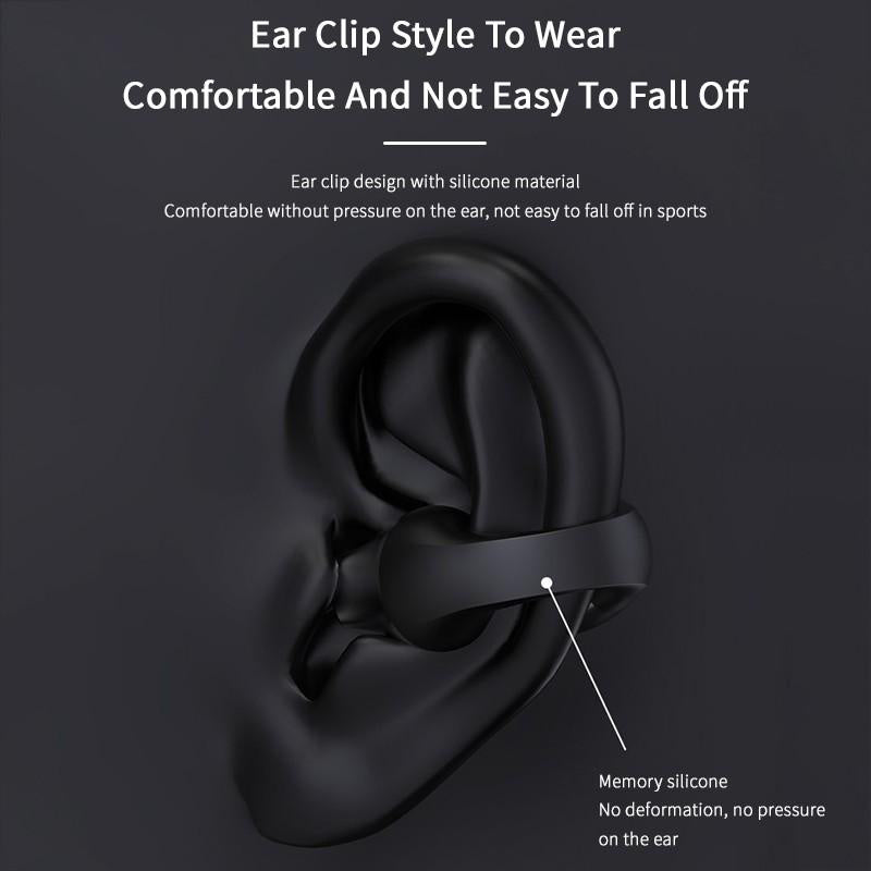 Clip-on earphones. Bluetooth-compatible 5.2 HIFI Wireless Earphone Touch Handsfree Sports Noise Cancelling Headset With Mic