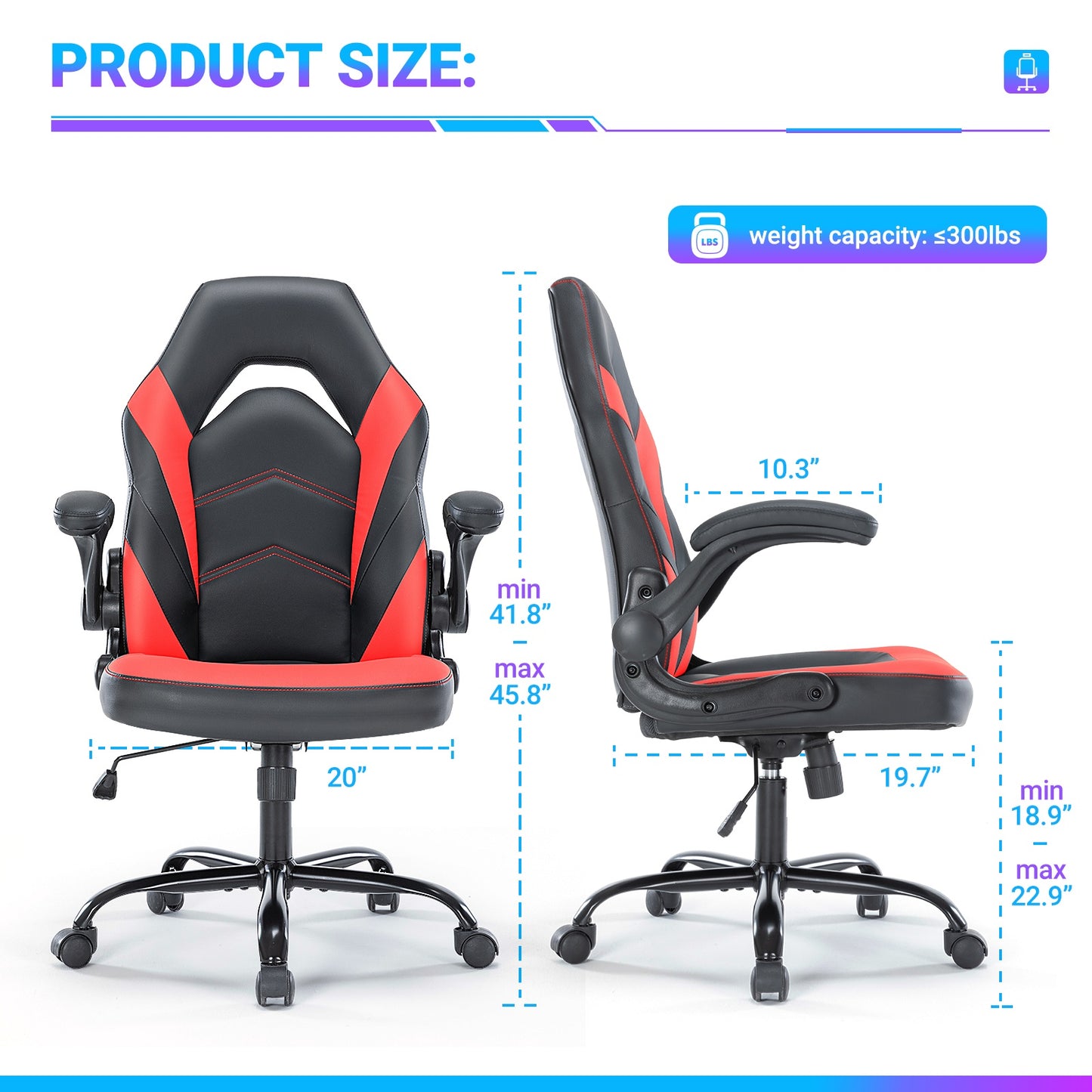 Office Chair PU Leather Ergonomic Office Chair Swivel Computer Gaming Chair With Lumbar Support