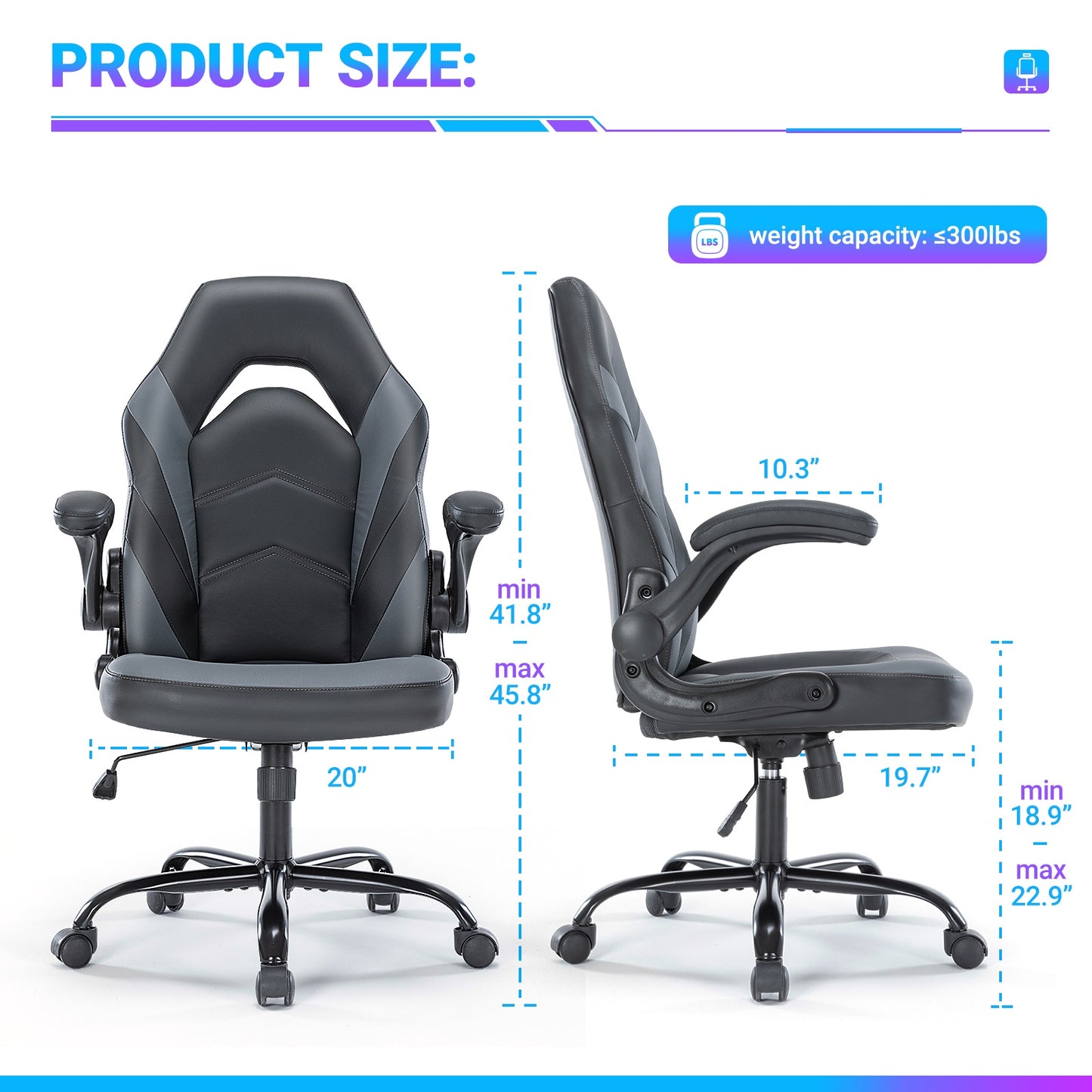 Office Chair PU Leather Ergonomic Office Chair Swivel Computer Gaming Chair With Lumbar Support