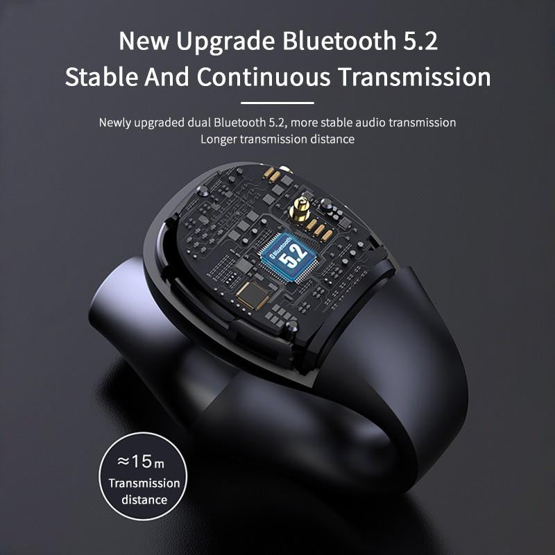 Clip-on earphones. Bluetooth-compatible 5.2 HIFI Wireless Earphone Touch Handsfree Sports Noise Cancelling Headset With Mic