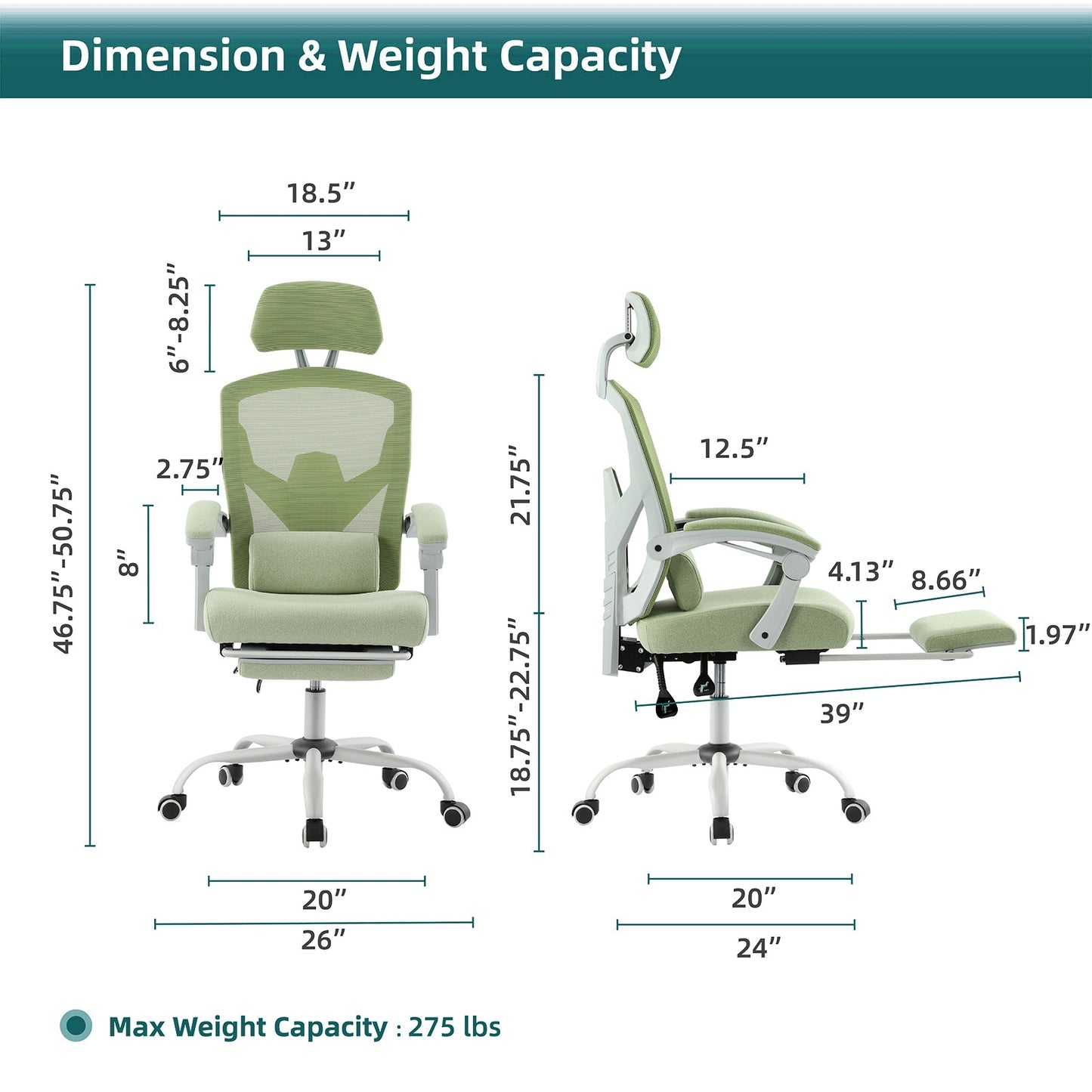 Office Chair Retractable Footrest Ergonomic Swivel Office Chair With Lumbar Support Pillow And Padded Armrests