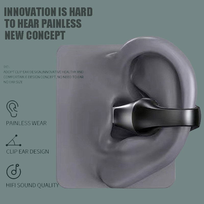 Clip-on earphones. Bluetooth-compatible 5.2 HIFI Wireless Earphone Touch Handsfree Sports Noise Cancelling Headset With Mic