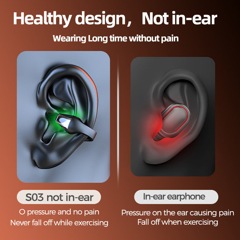 Clip-on earphones. Bluetooth-compatible 5.2 HIFI Wireless Earphone Touch Handsfree Sports Noise Cancelling Headset With Mic