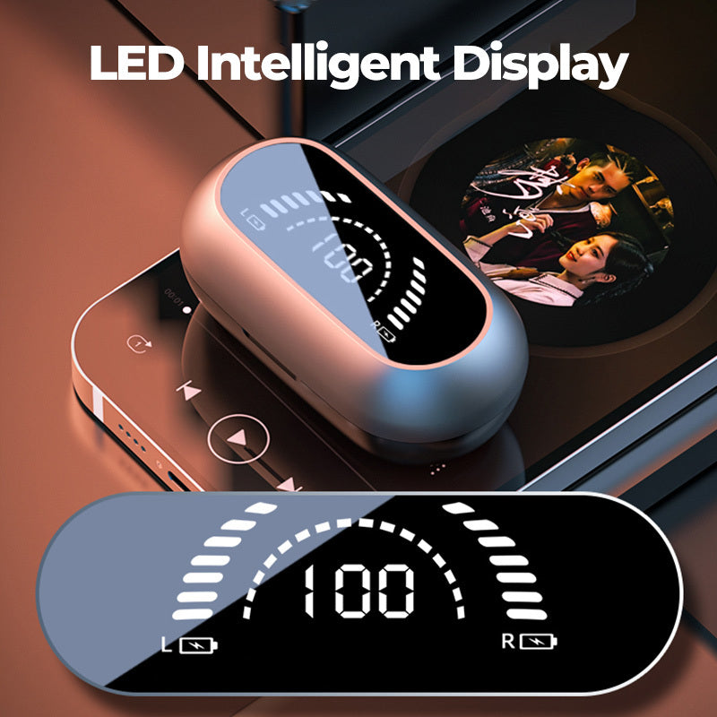 Clip-on earphones. Bluetooth-compatible 5.2 HIFI Wireless Earphone Touch Handsfree Sports Noise Cancelling Headset With Mic