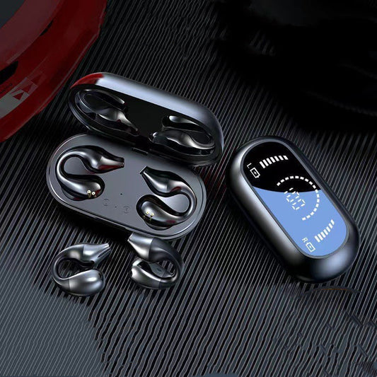 Clip-on earphones. Bluetooth-compatible 5.2 HIFI Wireless Earphone Touch Handsfree Sports Noise Cancelling Headset With Mic