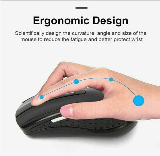 USB MOUSE BLACK WIRELESS USB MOUSE SCROLL 2.4GHz CORDLESS OPTICAL FOR  PC LAPTOP